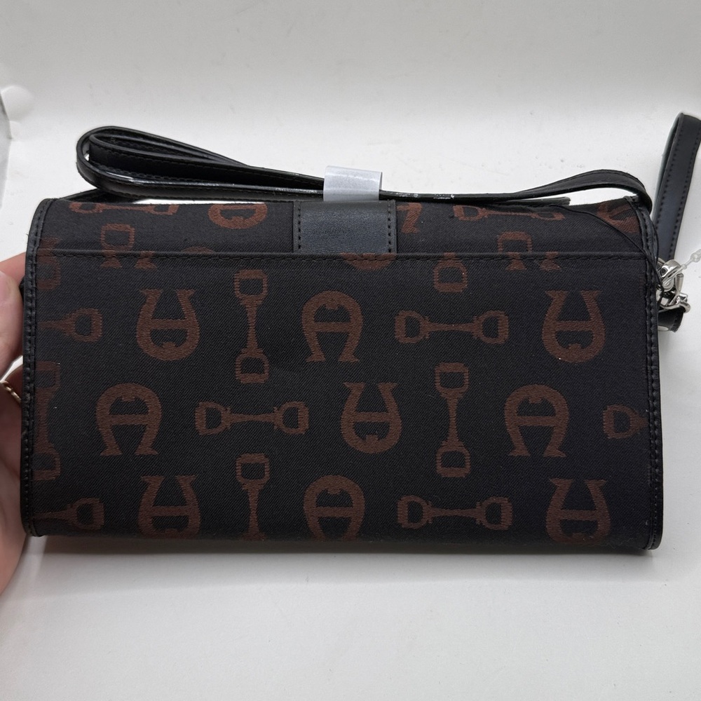 NWT Vtg Etienne Aigner Crossbody Convertible Clutch Wristlet Purse Brown Black - Picture 9 of 16